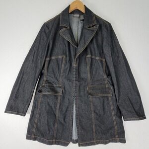 Vintage Bisou Bisou Michele Bohbot Denim Jacket Coat Petite Large Women's